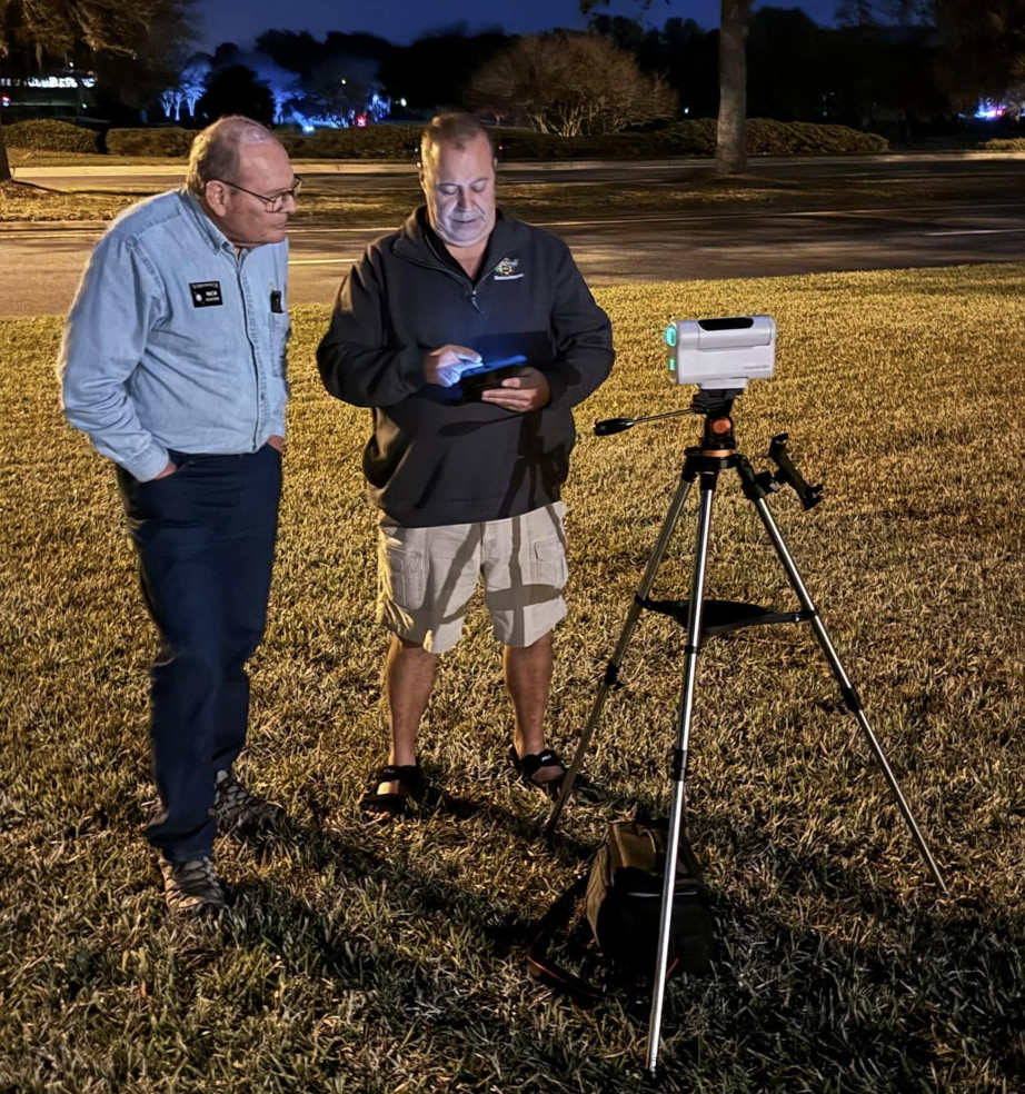 Member John Prudente demonstrates his Dwarf II smart telescope.